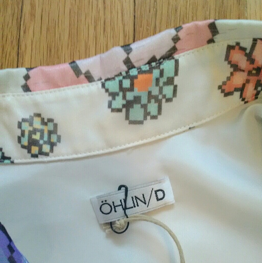 NWT! Ohlin/D Silk Pixelated Circle Skirt Dress - Picture 6 of 8